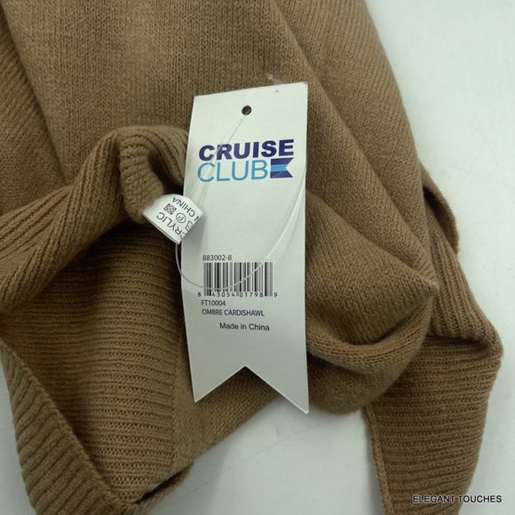 Cruise Club 4 way Ombre Cardishawl Tan Cream Poncho Cape Women OS Flannel - Picture 5 of 7